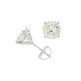 14K White Gold 3.00 CTW Round Natural Diamonds Stud Earrings