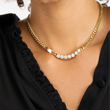 18K Yellow Gold Overlay Cubic Zirconia Cuban Chain Necklace