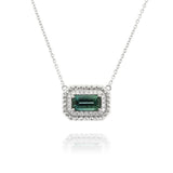 18K White Gold Tourmaline Halo Necklace
