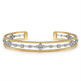 14K Yellow And White Gold Natural Diamonds Bujukan Cuff Bracelet