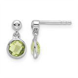 Sterling Silver Peridot And Diamond Dangle Earrings