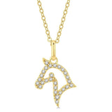 10K Yellow Gold Horse Diamond Pendant Necklace
