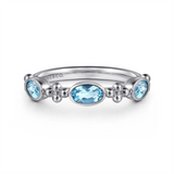 Sterling Silver Blue Topaz Stackable Bujukan Ring