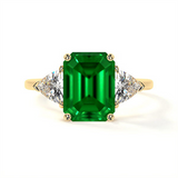 14K Yellow Gold Trillion Diamonds Three Stone Ring