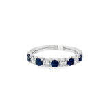 14K White Gold Round Sapphire And Diamond Band