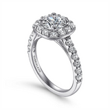 14K White Gold 'Skylar' Halo Cushion Diamond Engagement Ring