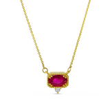 14K Yellow Gold Ruby Contemporary Necklace