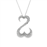 JT ESTATE 14K White Gold Natural Diamond Double Heart Pendant