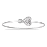 Sterling Silver Diamond Heart Bracelet