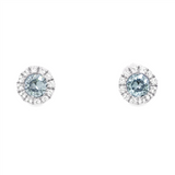 March Birthstone Earrings: Sterling Silver Sky Topaz Halo Earrings