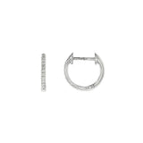 18K White Gold 12Mm Round Huggie Natural Diamonds Hoop Earrings