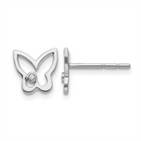 Sterling Silver Natural Diamond Butterfly Studs