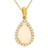 14K Yellow Gold Opal Halo Pendant