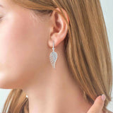 Sterling Silver Angel Wings Diamond Earrings