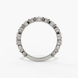 14K White Gold Modern Natural Diamonds Band