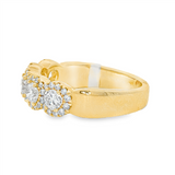 14K Yellow Gold 5 Stone Halo Straight Natural Diamonds Band