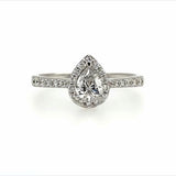 14K White Gold 0.41Ct Pear Diamond Halo Engagement Ring