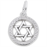 Sterling Silver Star Of David In Diamond Cut Faceted Disc Charm