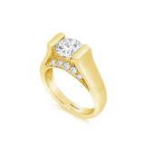 14K Yellow Gold Contemporary Round Natural Diamonds Engagement Ring