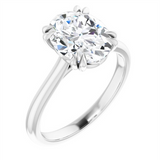 14K White Gold Oval Center Solitaire Engagement Ring