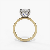 14K Two-Tone Hidden Halo Round Natural Diamonds Engagement Ring
