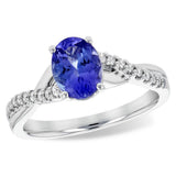 14K White Gold Oval Tanzanite Bypass Ring