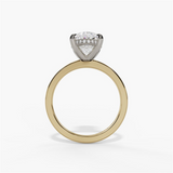 14K Yellow And White Gold Hidden Halo Oval Diamond Engagement Ring