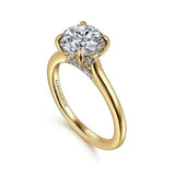 14K Yellow Gold 'Ericka' Hidden Halo Round Natural Diamonds Engagement Ring