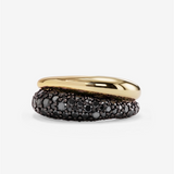 18K Yellow Gold Overlay 'Norah' Black Cubic Zirconia Double Ring
