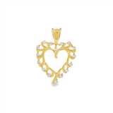 JT ESTATE 14K Yellow Gold Natural Diamond Branched Heart Pendant
