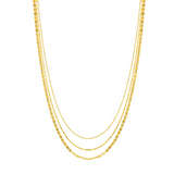 14K Yellow Gold Valentino Bead Triple Strand Layered Necklace