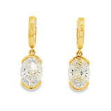 14K Yellow Gold Dangle Lab Grown Diamonds Hoop Earrings