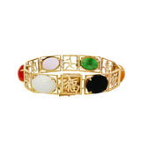JT ESTATE 14K Yellow Gold Multi-Colored Jade Bracelet