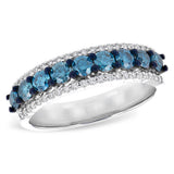 14K White Gold And Black Finish Classic Natural Enhanced Blue Diamonds Band