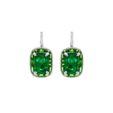 18K White Gold Emerald And Garnet Drop Earrings