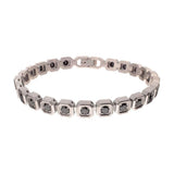Matte Finish Stainless Steel Octagon Link Natural Black Spinel Golf Bracelet