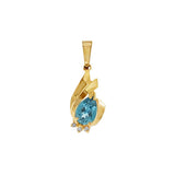 JT ESTATE 14K Yellow Gold Blue Topaz Pear Pendant