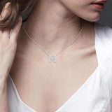10K White Gold Natural Diamonds Bubble Initial M Pendant