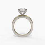 14K Yellow And White Gold Hidden Halo Round Natural Diamonds Engagement Ring