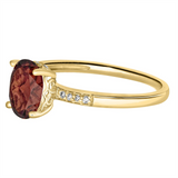 January Birthstone Rings: 14K Yellow Gold Diamond And Garnet Ring