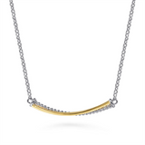 Sterling Silver And14k Yellow Gold Bujukan Criss Cross Bar Necklace