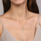 14K Yellow Gold Bujukan Diamond and Mother of Pearl Medallion Pendant