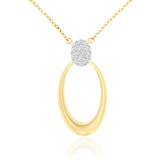 14K Yellow And White Gold Natural Diamonds Oval Necklace