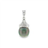 JT ESTATE 14K White Gold Tahitian Pearl Drop Pendant