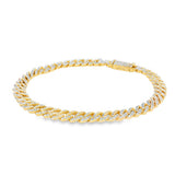 14K Yellow Gold Natural Diamond Pavé Cuban Bracelet