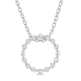 Sterling Silver Petite Circle Diamond Pendant Necklace