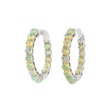 October Birthstone Sterling Silver Ethiopian Opal Inside Out Earrings