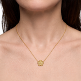 14K Yellow Gold Radiating Flower Necklace