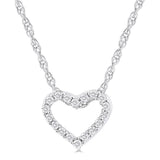 14K White Gold Natural Diamonds Heart Pendant