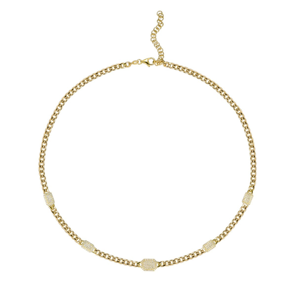 14K Yellow Gold Diamond Chain Necklace